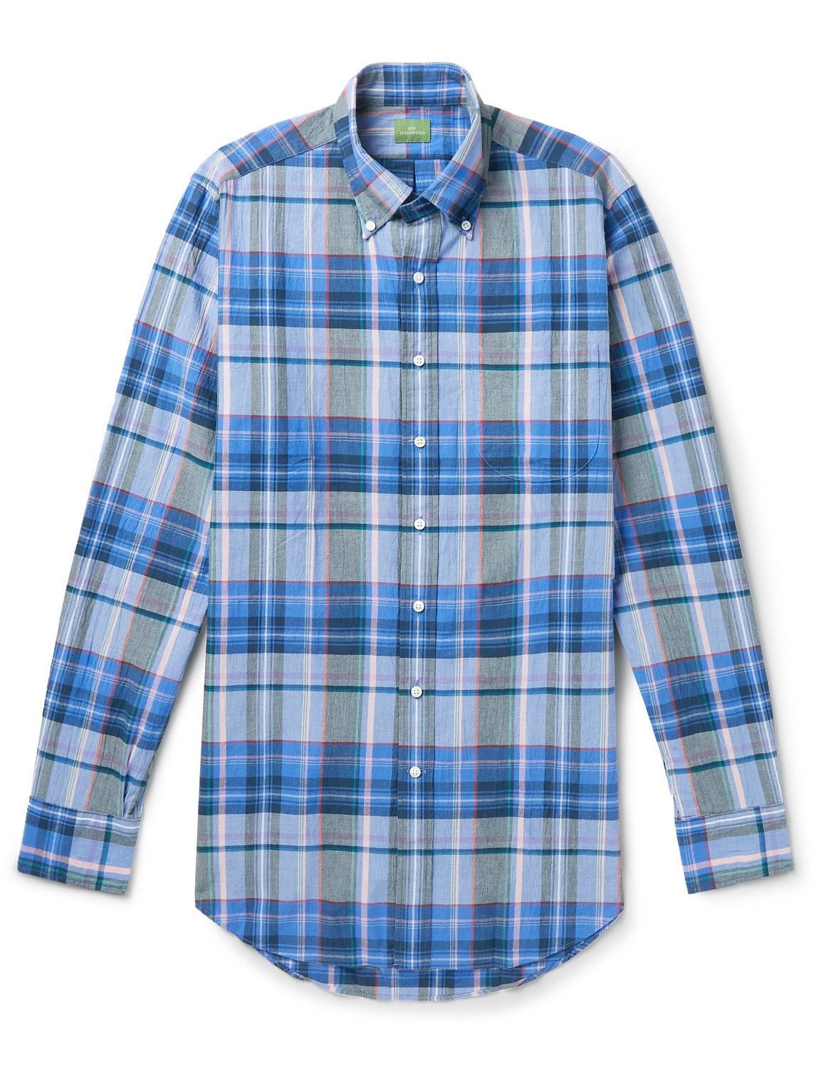 Sid Mashburn - Button-Down Collar Checked Cotton Shirt - Blue Sid Mashburn