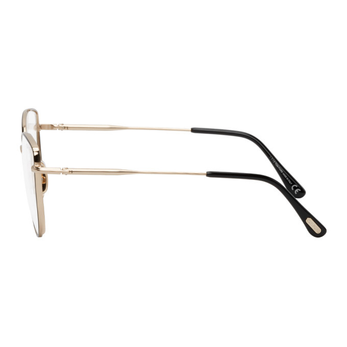 Tom Ford Black and Gold Soft Cat-Eye Glasses TOM FORD