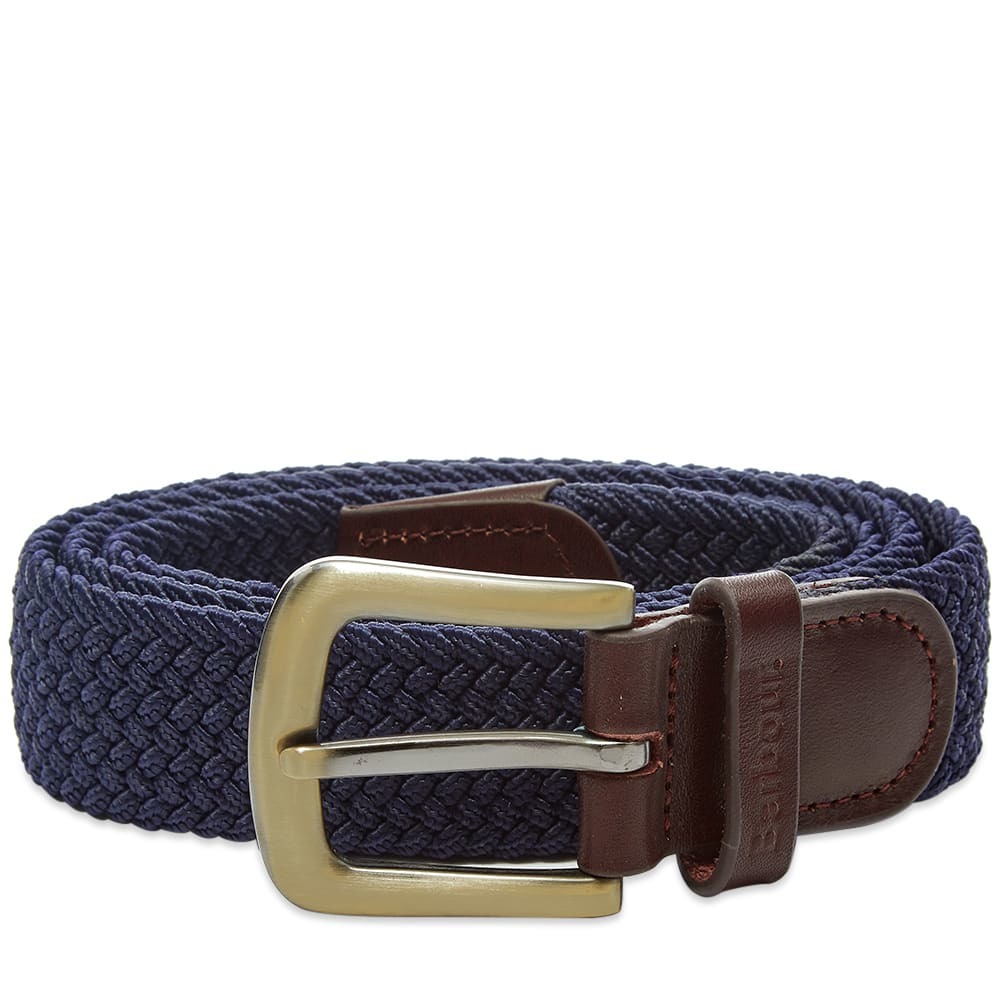 Barbour Stretch Webbing Leather Belt Navy Barbour x Wood Wood