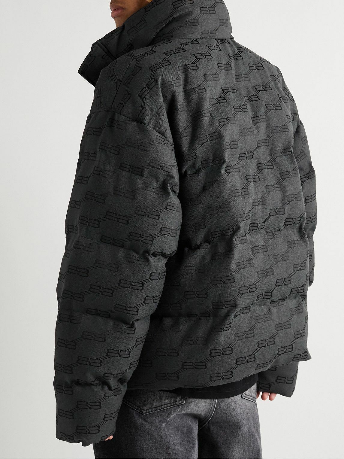 Balenciaga Oversized Padded LogoJacquard CottonBlend Jacket Black