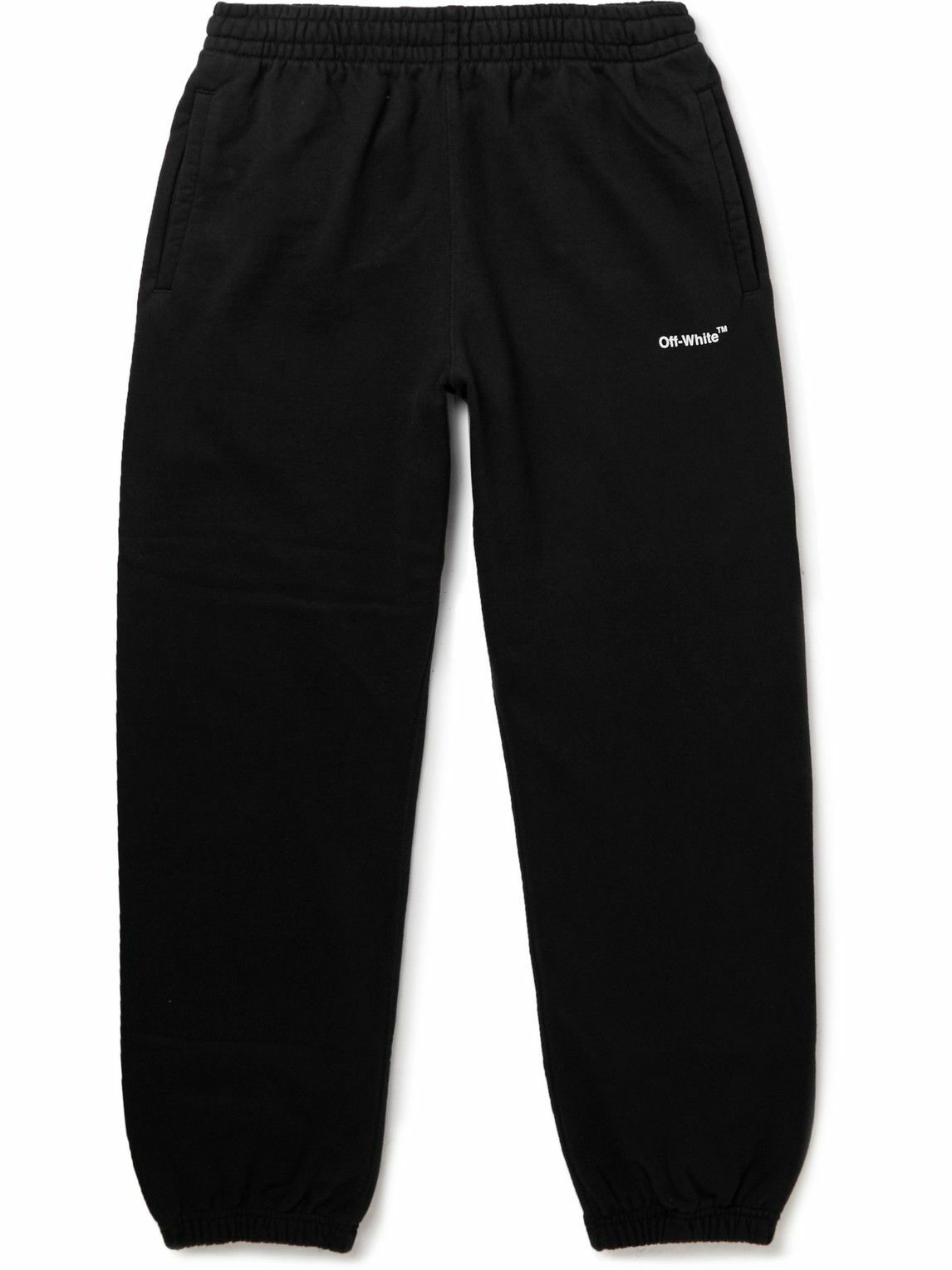 Off-White - Tapered Logo-Print Cotton-Jersey Sweatpants - Black Off-White