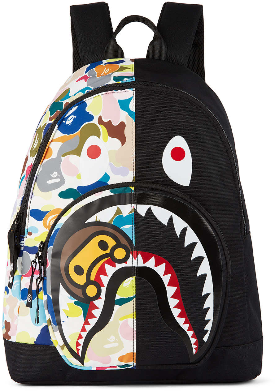 Photo: BAPE Kids Black Multi Camo Milo Shark Backpack
