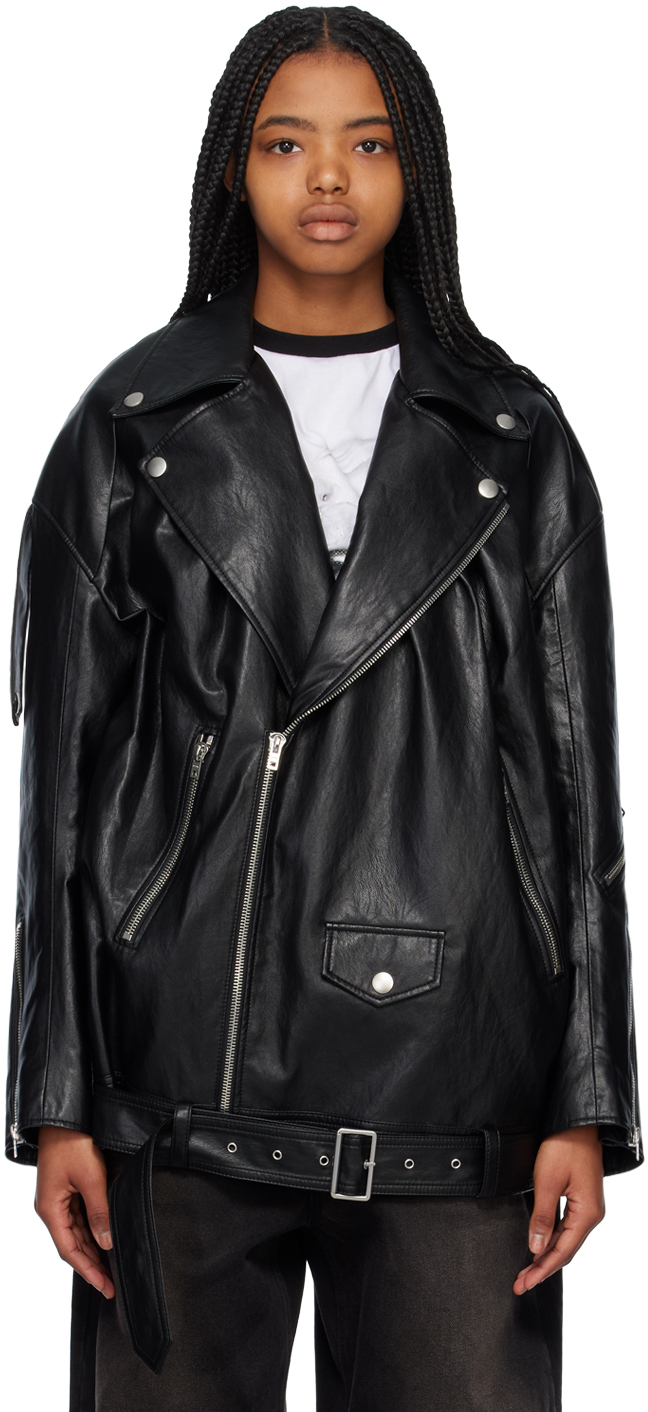 We11done Black Rider Faux-Leather Jacket We11done