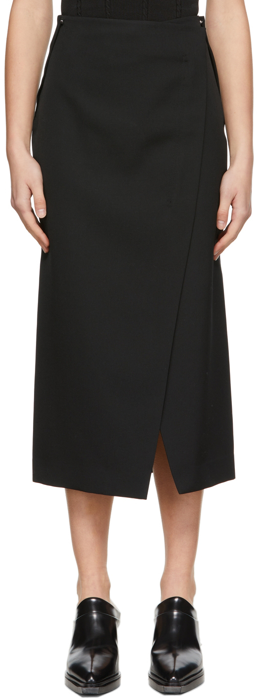 System Black Wool Midi Skirt System