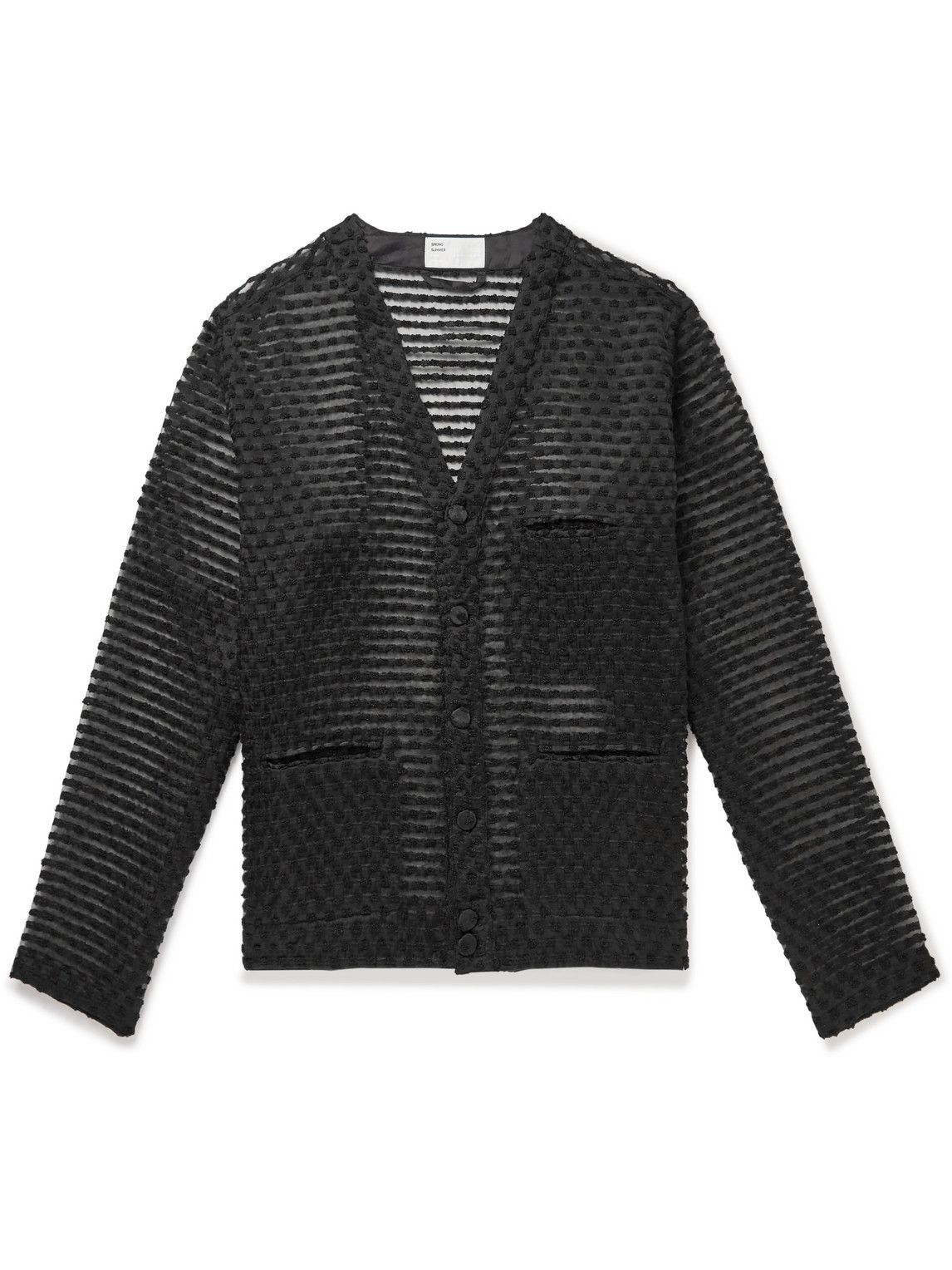 4SDesigns - Bouclé-Organza Cardigan - Black 4SDESIGNS