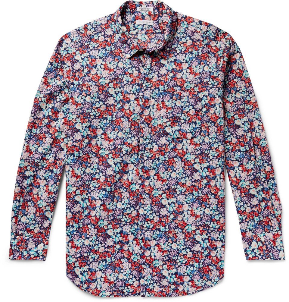 Engineered Garments - Floral-Print Cotton-Poplin Shirt - Blue ...