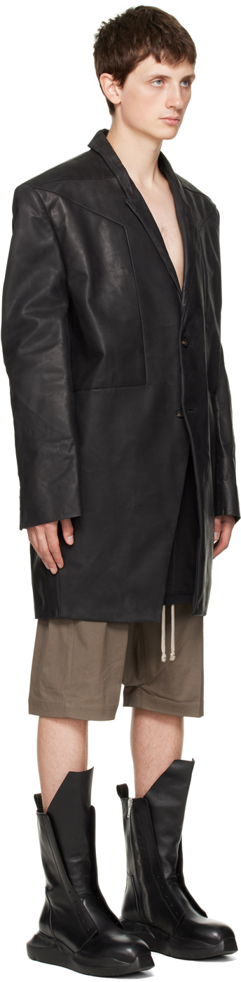 Rick Owens Black Jumbo Tatlin Leather Jacket