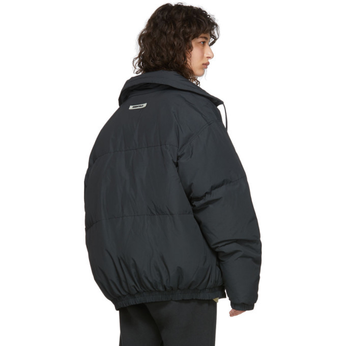 essentials black nylon puffer jacket