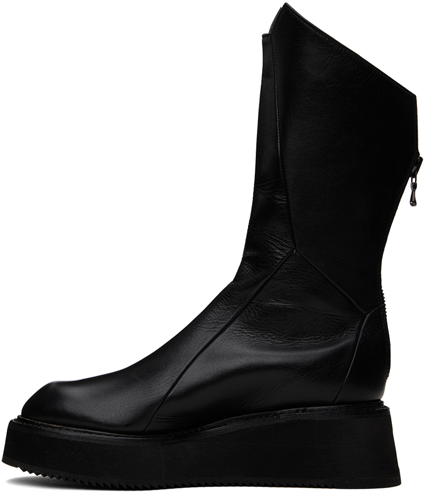 black leather zip up boots