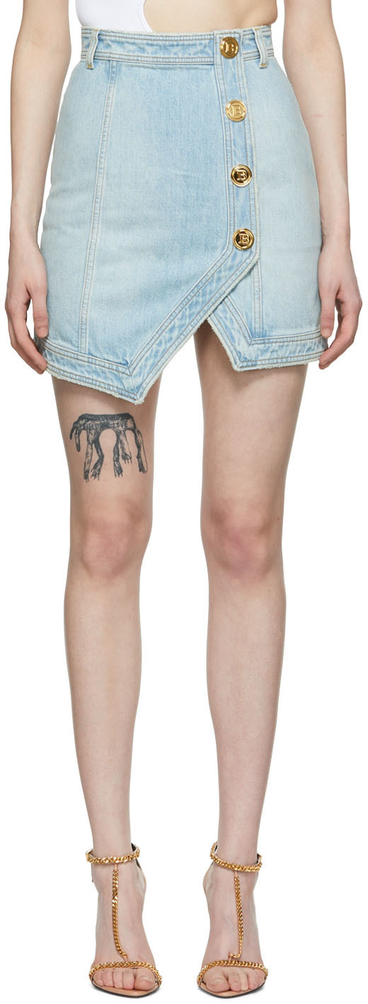 Balmain Blue Denim Skirt Balmain