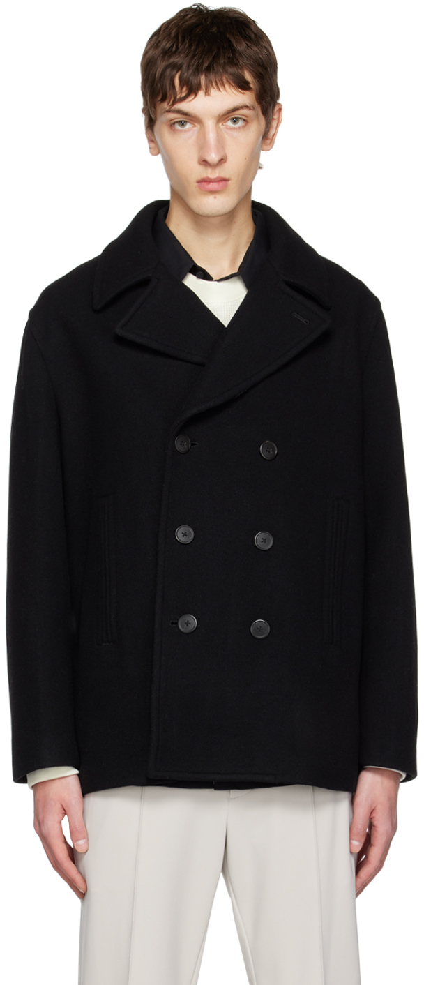 Theory Black Double-Breasted Peacoat Theory