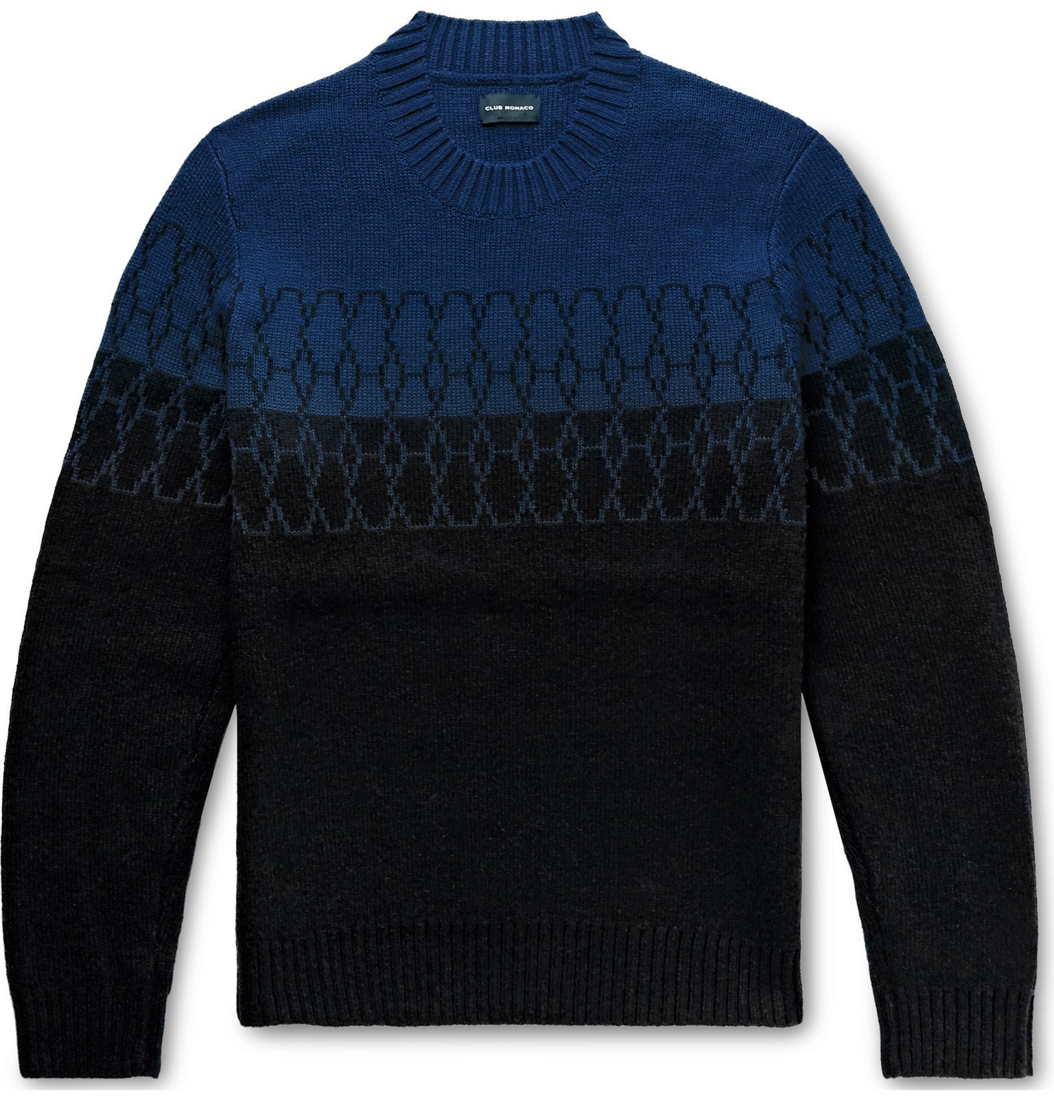 Club Monaco - Wool-Blend Jacquard Sweater - Blue Club Monaco