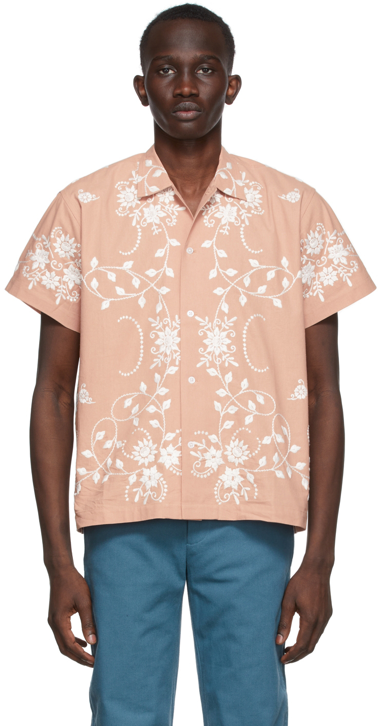 Bode SSENSE Exclusive Brown Heirloom Floral Short Sleeve Shirt Bode