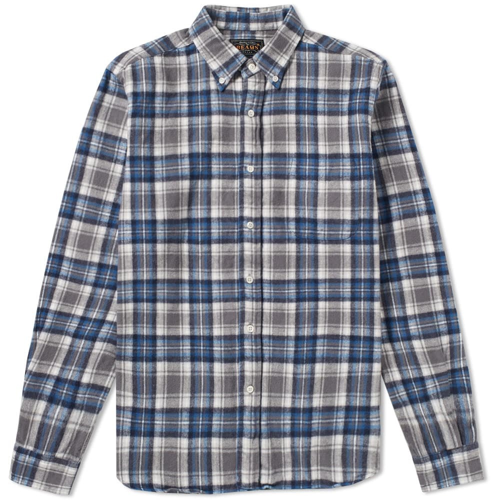 Beams Plus Button Down Shaggy Shirt Grey Beams Plus