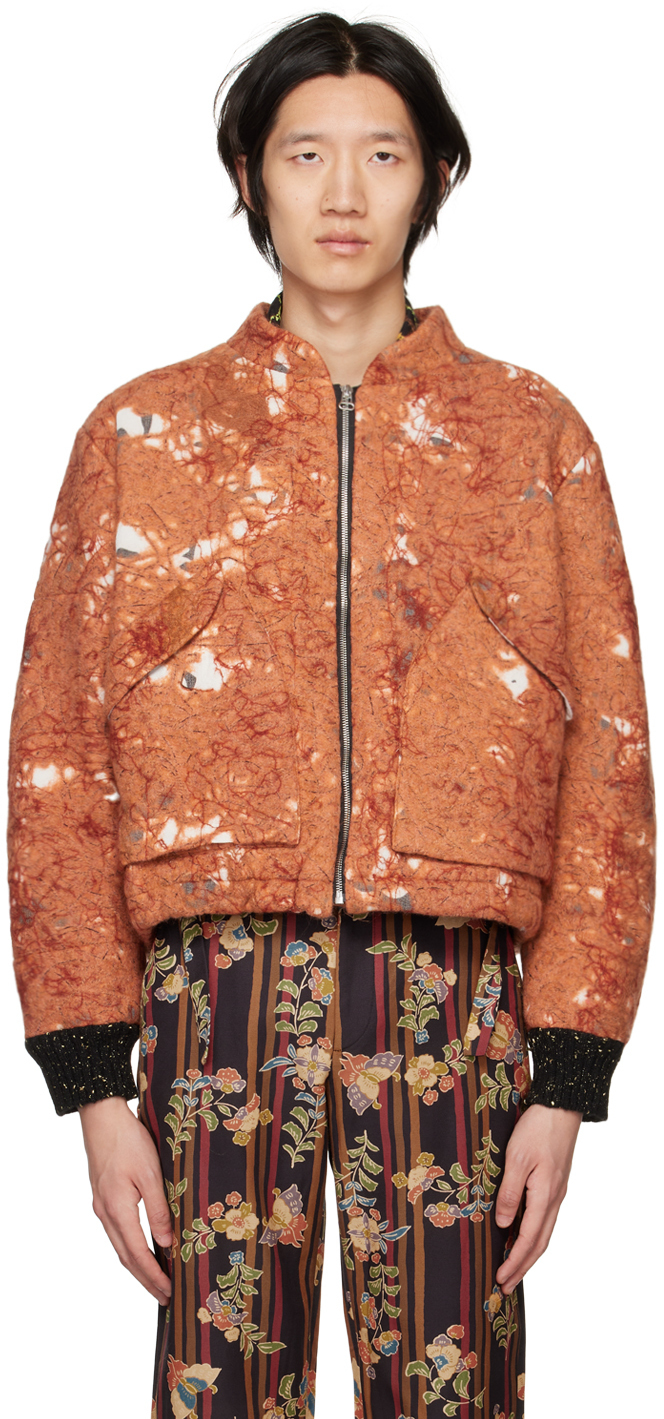 VITELLI Orange Graphic Bomber Jacket Vitelli