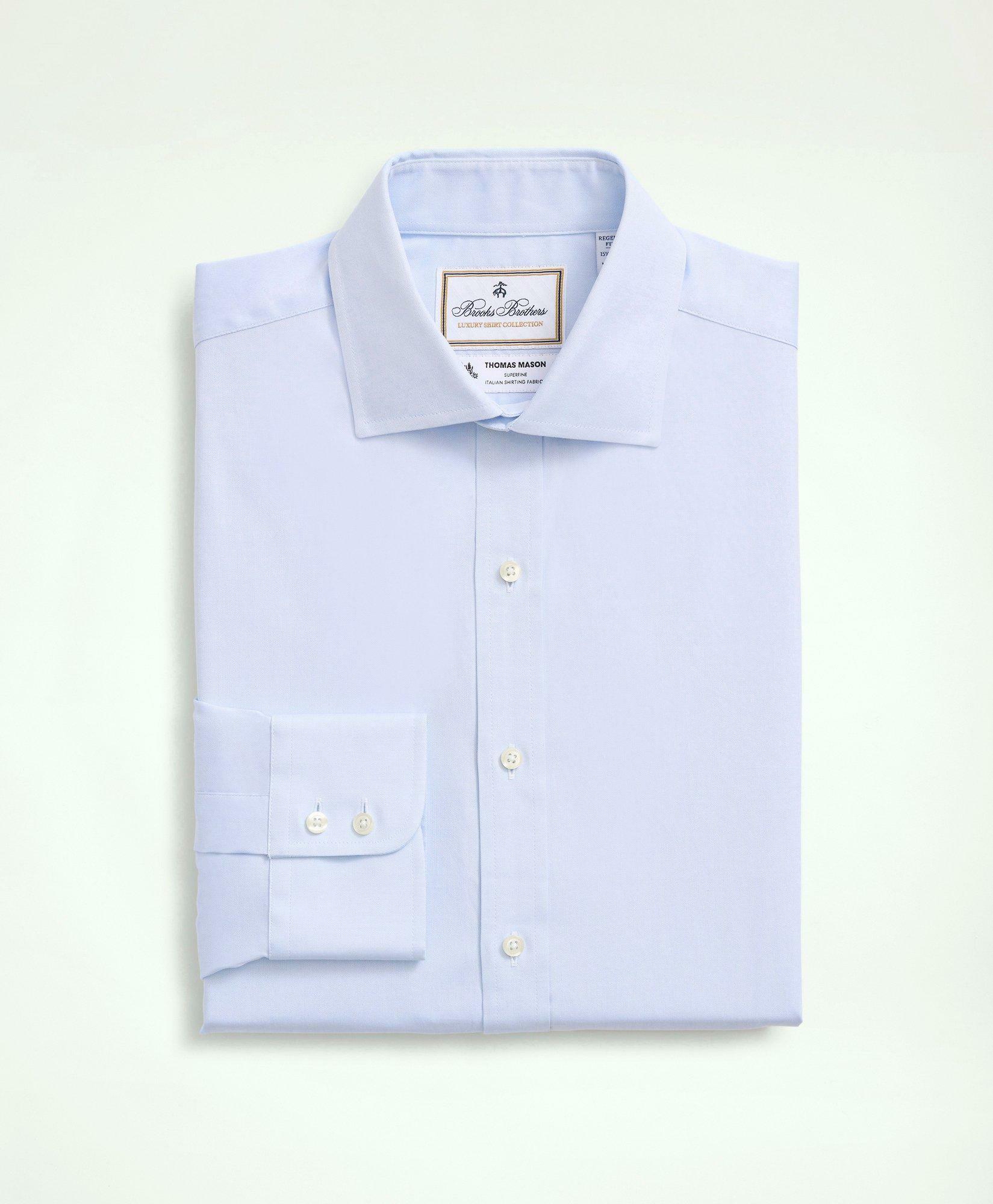 Brooks Brothers Men's X Thomas Mason Cotton Pinpoint Oxford English Collar Dress Shirt | Light Blue