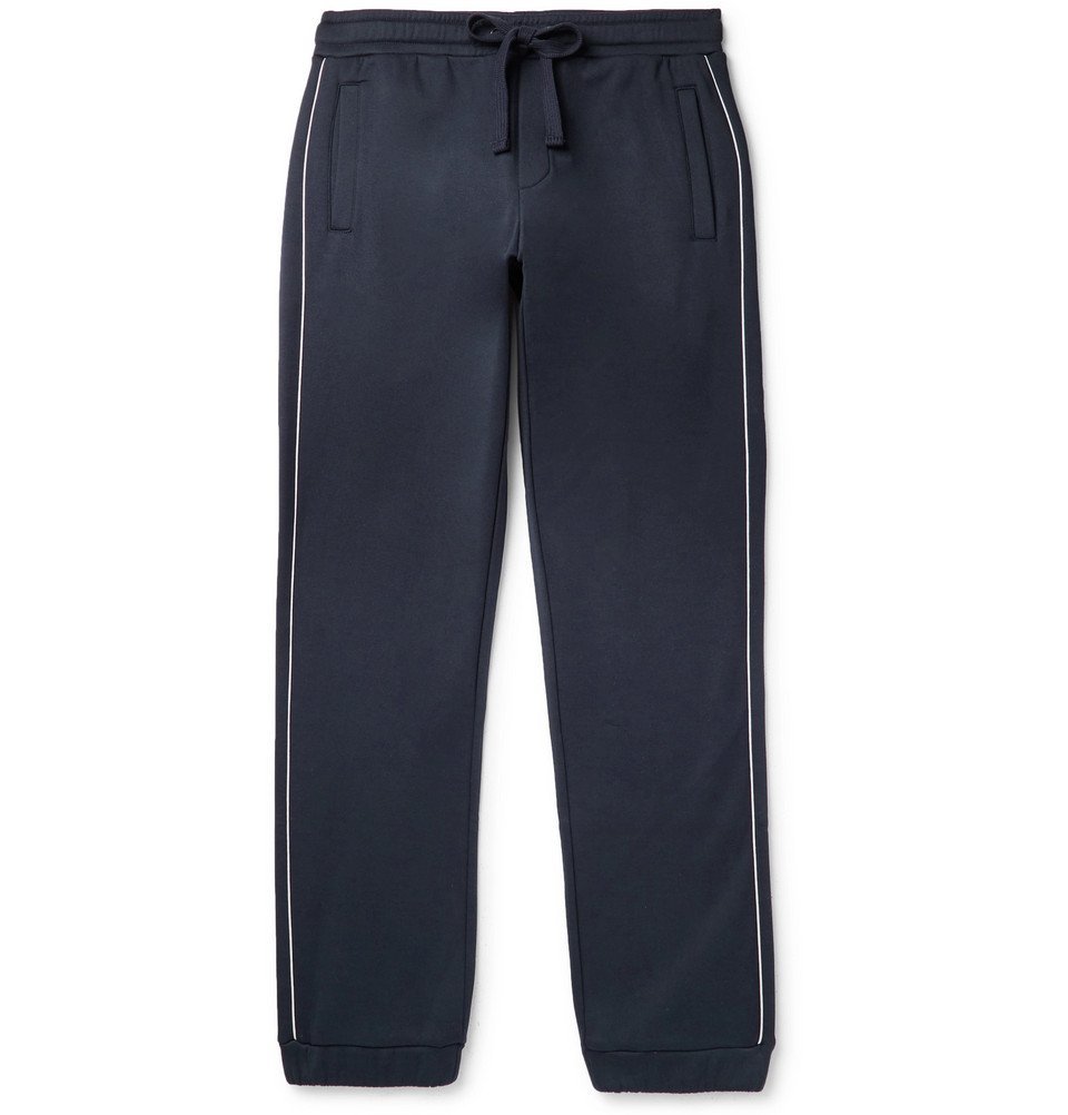 Valentino - Logo-Print Loopback Cotton-Blend Jersey Sweatpants - Navy ...