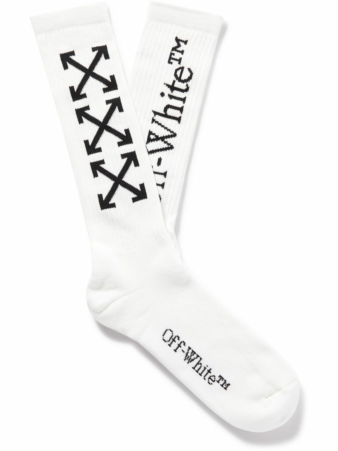 OffWhite Arrow Bookish Ribbed Stretch CottonBlend Socks OffWhite