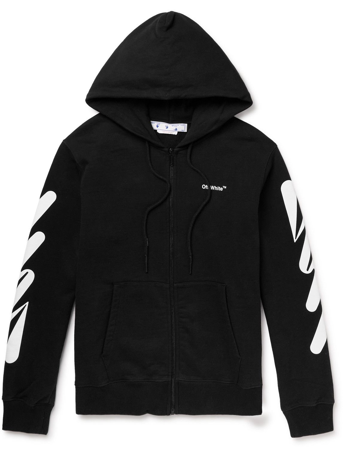 Off-White - Logo-Print Cotton-Jersey Zip-Up Hoodie - Black Off-White