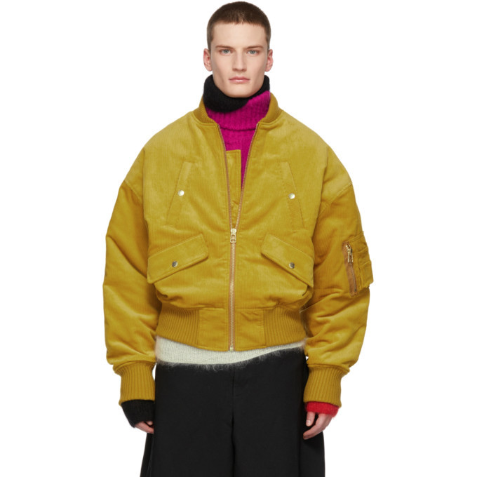 Landlord Yellow Corduroy Bomber Jacket Landlord