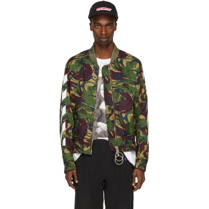 off white camo bomber jacket