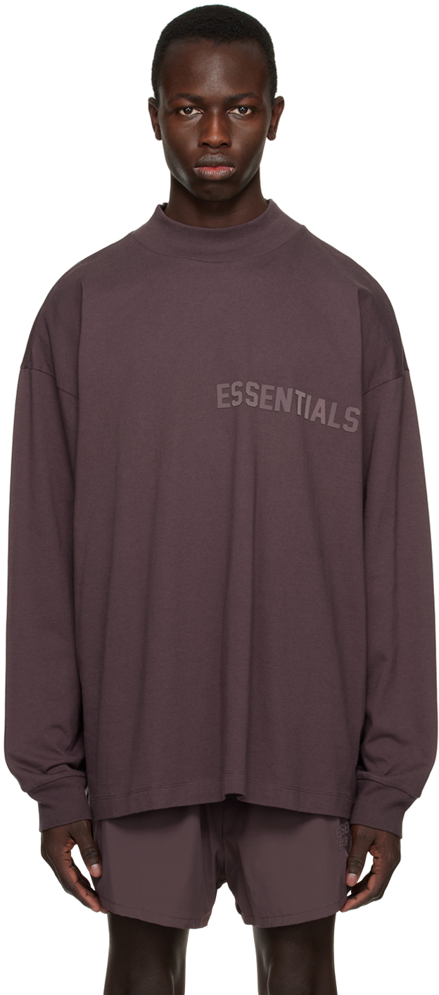 Essentials Purple Crewneck Long Sleeve T-Shirt Essentials