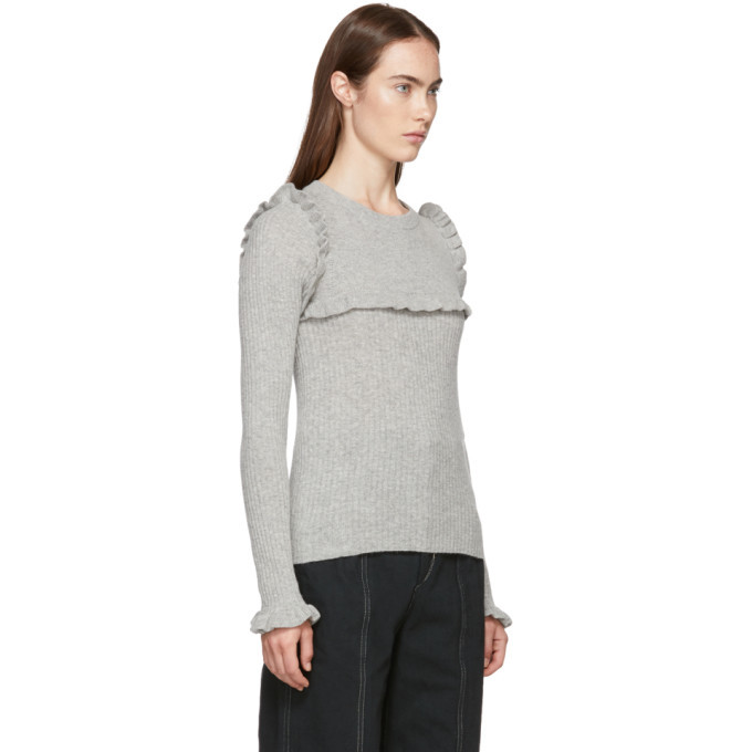 Chloe Grey Feminine Ruffle Sweater 