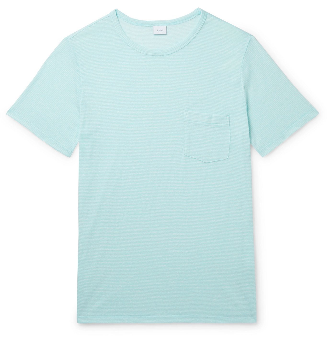 Onia - Chad Striped Linen-Blend T-Shirt - Blue Onia