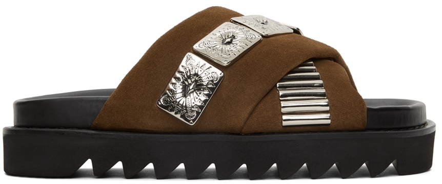 tan suede slides