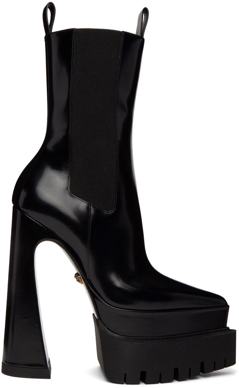 Versace Black Aevitas Pointy Boots Versace