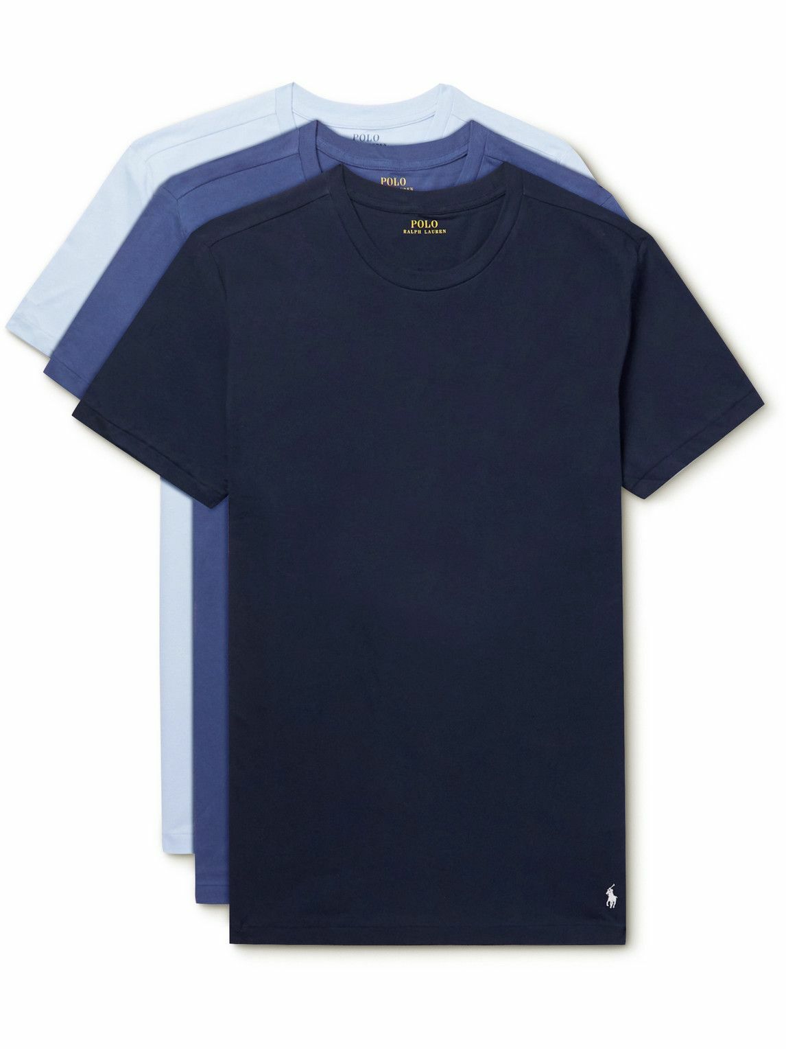 Photo: Polo Ralph Lauren - Three-Pack Logo-Embroidered Cotton-Jersey T-Shirts - Blue