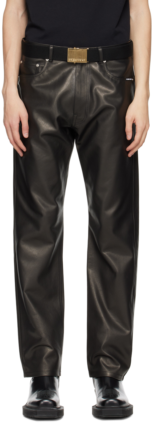 VTMNTS Black Five-Pocket Leather Pants VTMNTS