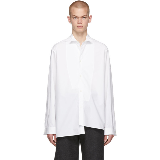 Loewe White Oversized Asymmetric Shirt Loewe