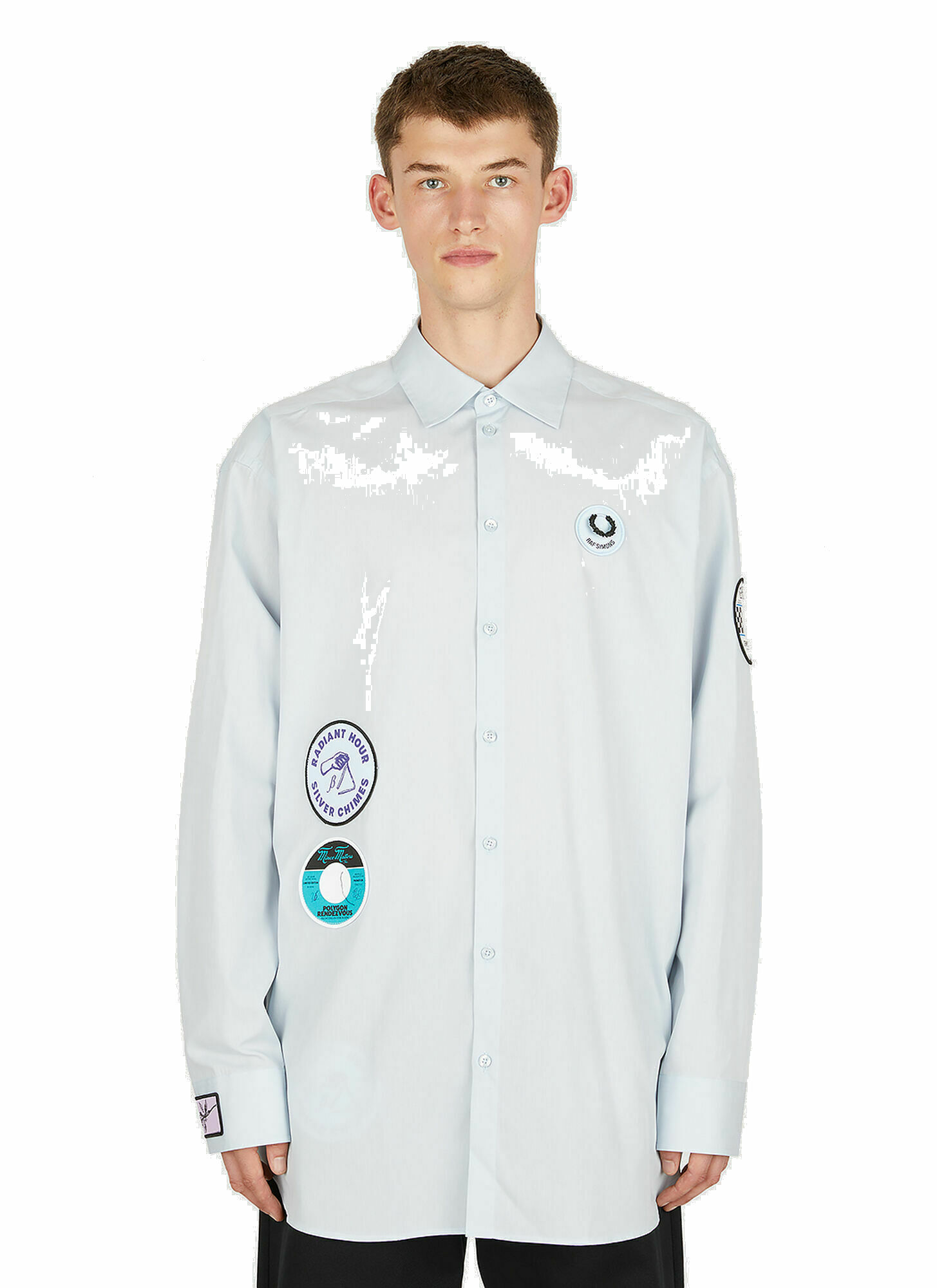 Photo: Oversized Patched Shirt in Light Blue