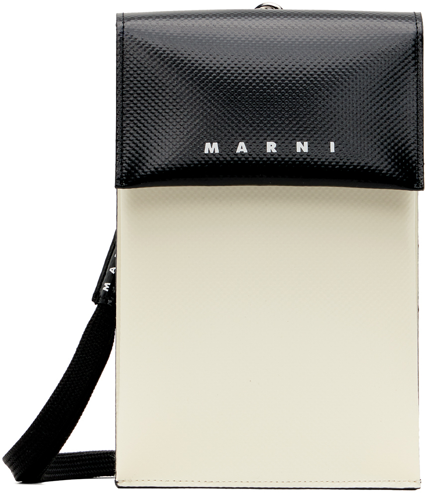 Marni Black & OffWhite Logo Phone Holder Marni