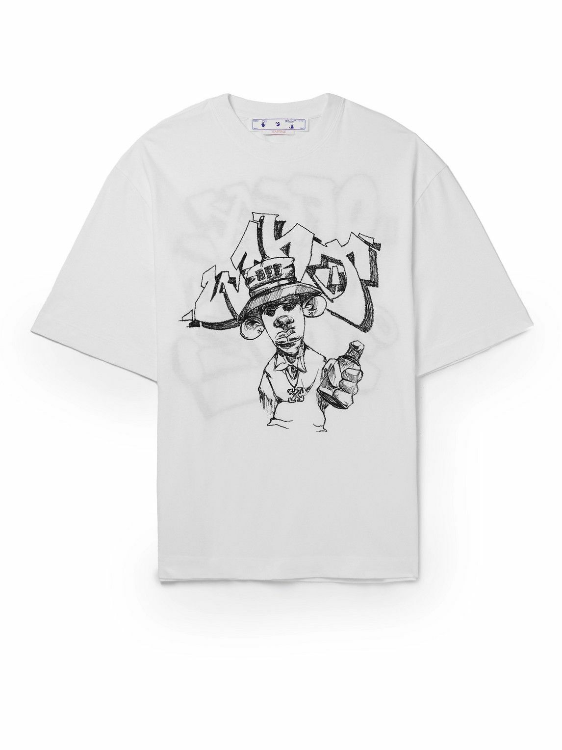 Off-White - Oversized Embroidered Cotton-Jersey T-Shirt - White Off-White
