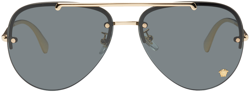 Photo: Versace Gold Medusa Glam Pilot Sunglasses