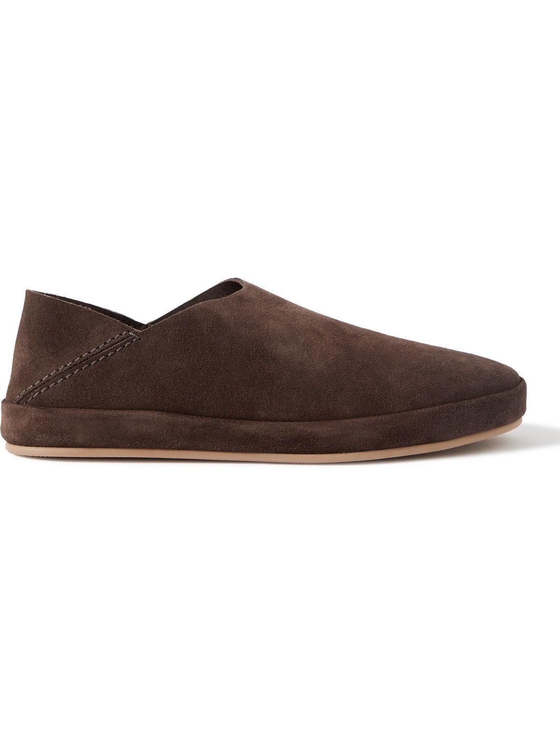 Mulo - Collapsible-Heel Suede Loafers - Brown Mulo