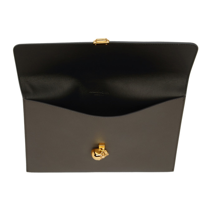 Alexander McQueen Grey Skull Envelope Clutch Alexander McQueen
