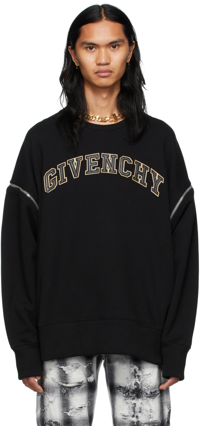 Givenchy Black Leather Letters Logo Sweatshirt Givenchy