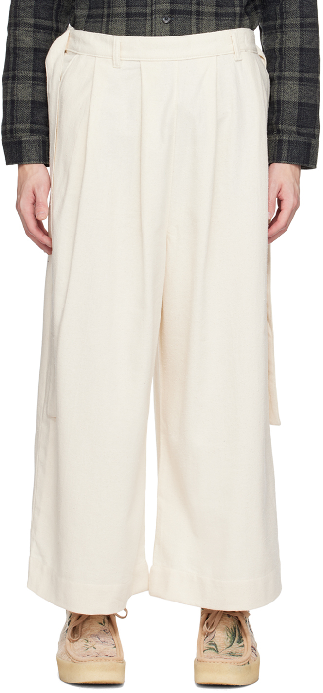Naked & Famous Denim Off-White Wide Trousers Naked and Famous Denim