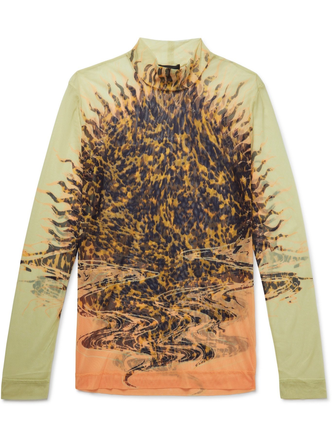 GIVENCHY - Printed Mesh Rollneck Top 