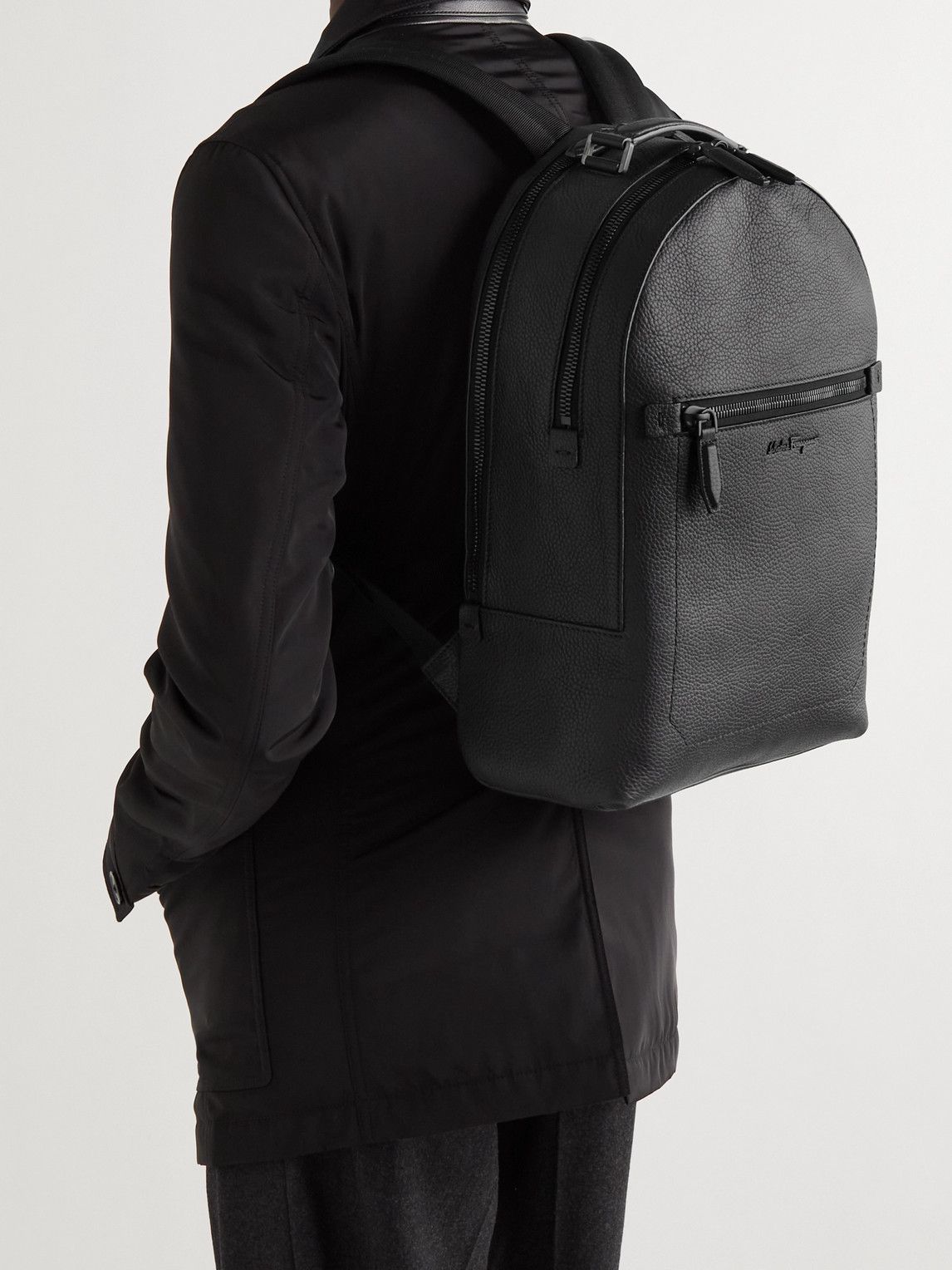 Salvatore Ferregamo - Firenze Logo-Appliquéd Leather Backpack