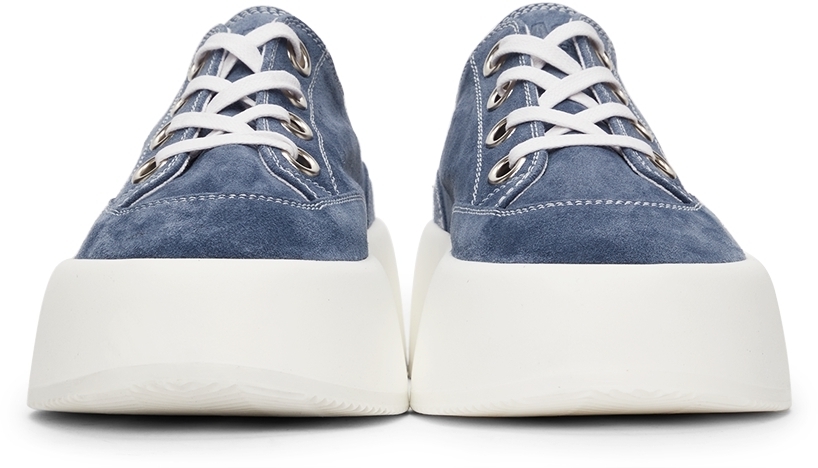 blue suede platform sneakers
