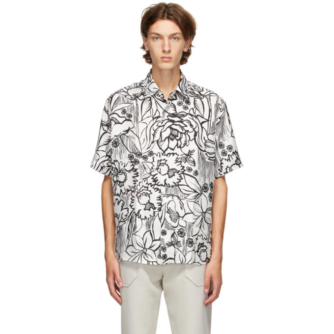Fendi White Joshua Vides Edition Silk Short Sleeve Shirt Fendi