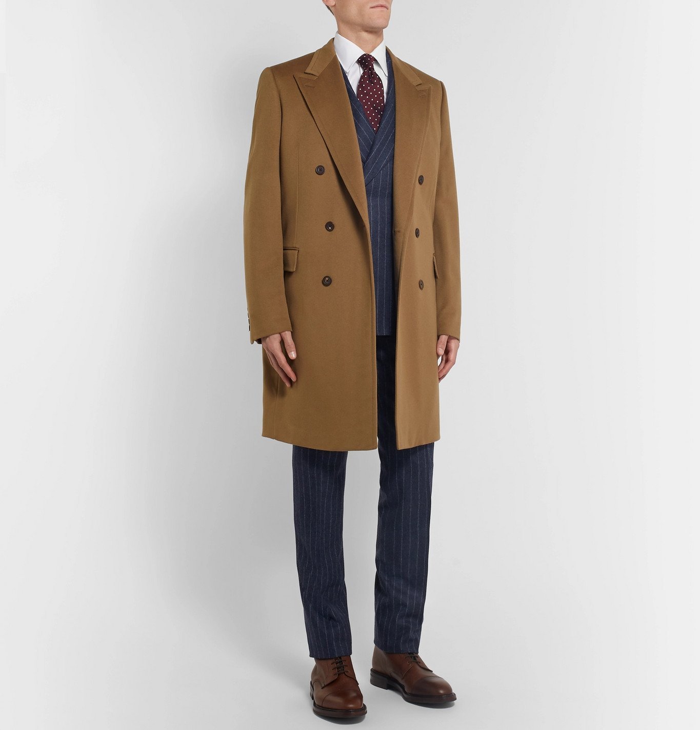 Kingsman - Double-Breasted Cashmere and Wool-Blend Overcoat - Brown ...