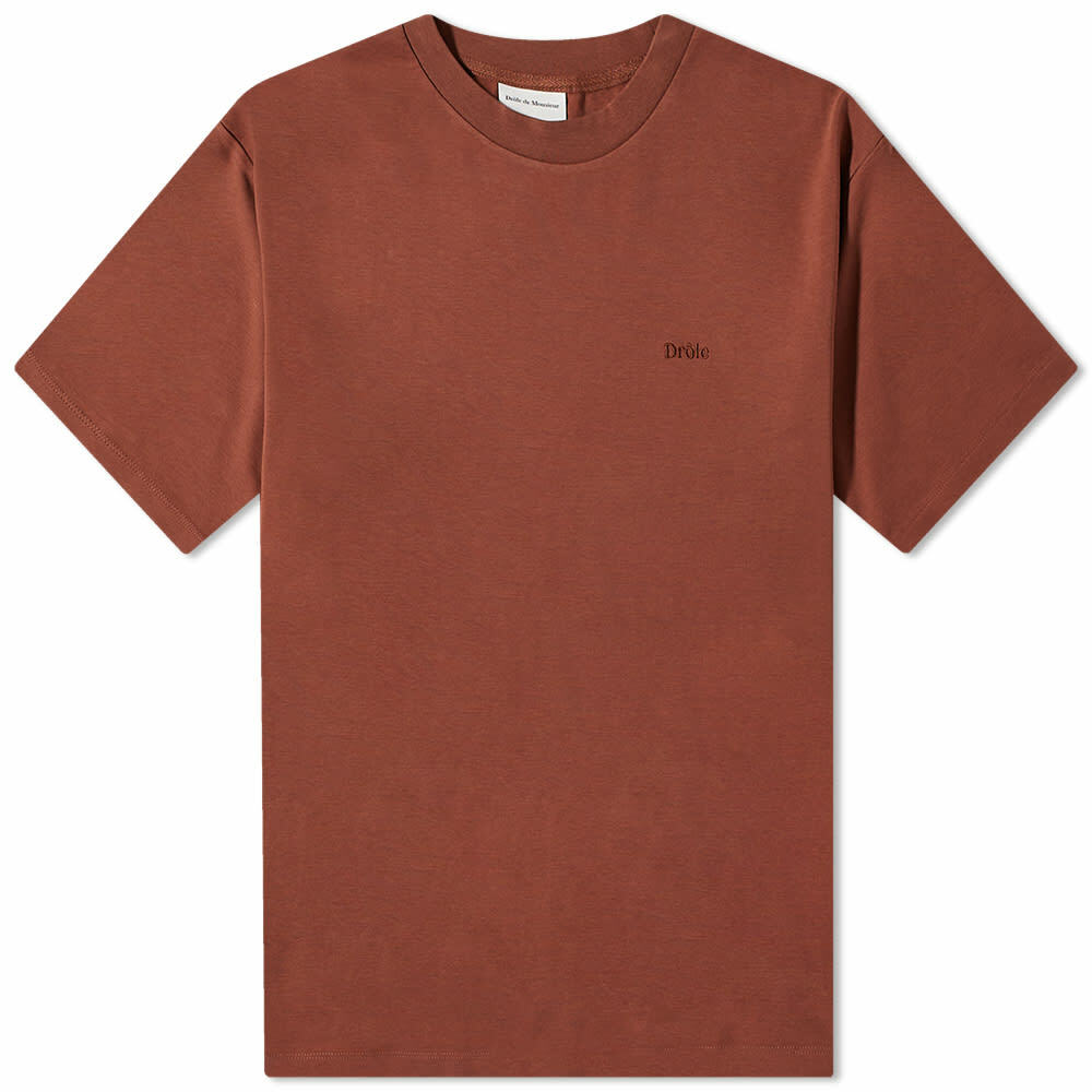 Photo: Drole de Monsieur Men's Drôle de Monsieur Classic Logo T-Shirt in Brown