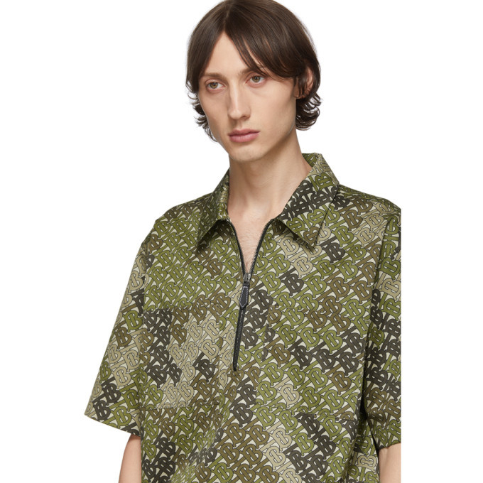 Burberry Khaki Monogram Print Short Sleeve Shirt Burberry