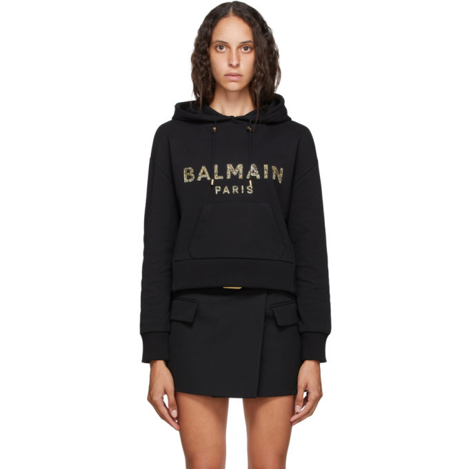 balmain cropped logo hoodie