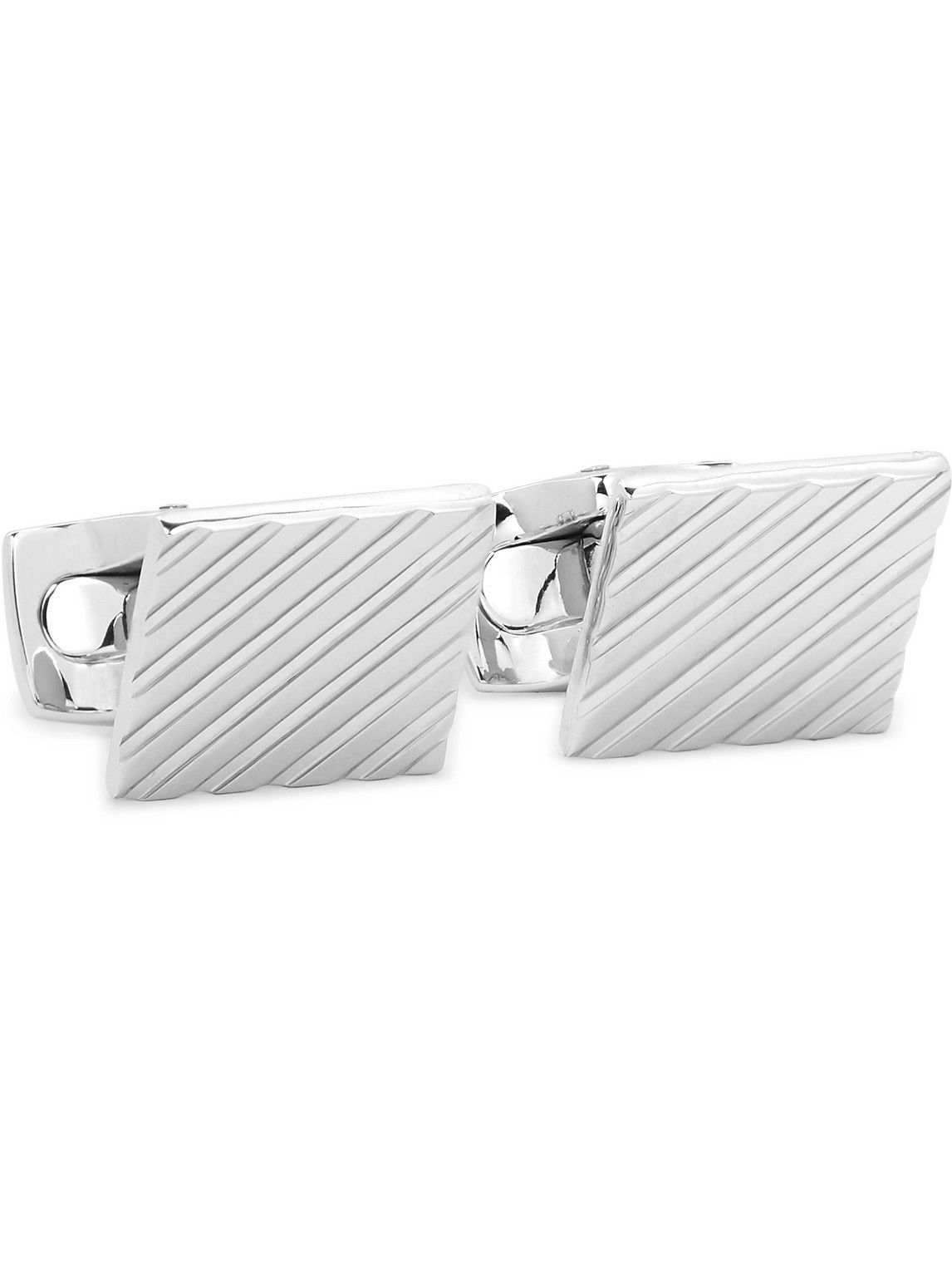 Boutons De Manchette En Métal Argenté – Style Moderne – Occasion En Bon état